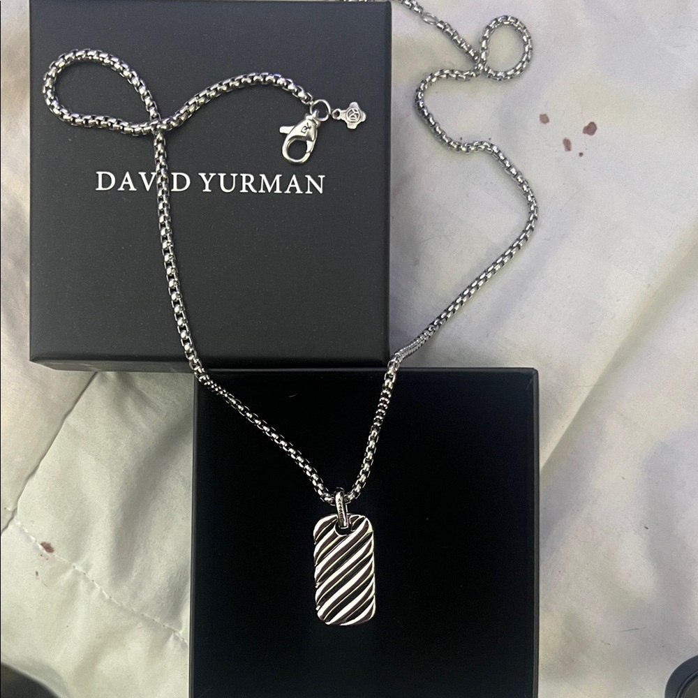David Yurman Silver and Black Striped Pendant